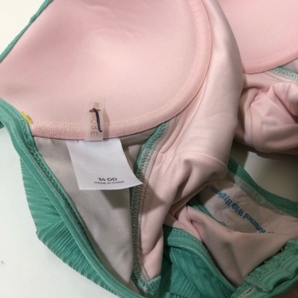 NWOT Aqua Turquoise Blue Green Ribbed Push Up Cups Swimsuit One Piece New - Picture 8 of 9